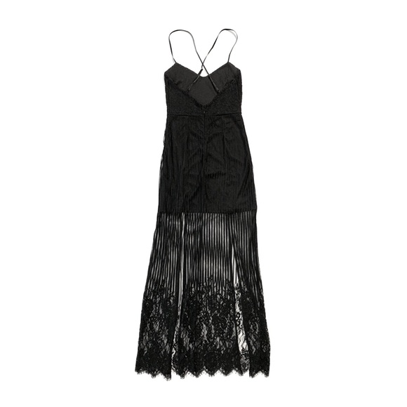 Black Lace Double High Slit Bodycon Maxi Dress - Picture 5 of 14